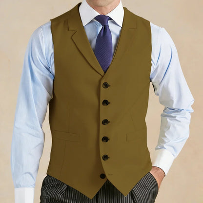 Men Vest Light Gray With Lapel Single Breasted Waistcoat For Wedding Banquet Business Work Office Casual Daily Men Suit Vest