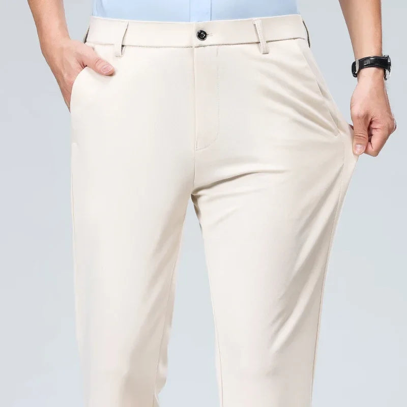 Spring Summer Thin Trousers Men Formal Dress Suit Pants Work Pants Quality Business Casual Pants Black Wine Red Long Pants