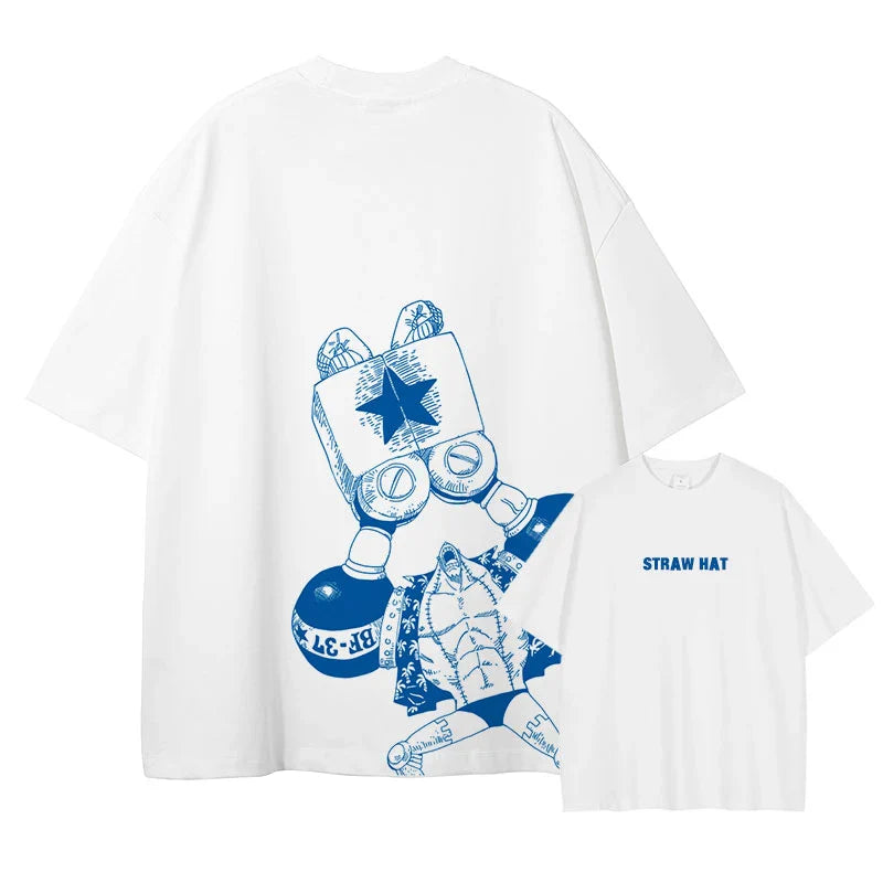 One Piece Straw Hat Pirates Unisex T-shirt 2026 Summer New Anime Double-sided Printed Casual Parent-child Short Sleeved Shirt