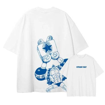 One Piece Straw Hat Pirates Unisex T-shirt 2026 Summer New Anime Double-sided Printed Casual Parent-child Short Sleeved Shirt