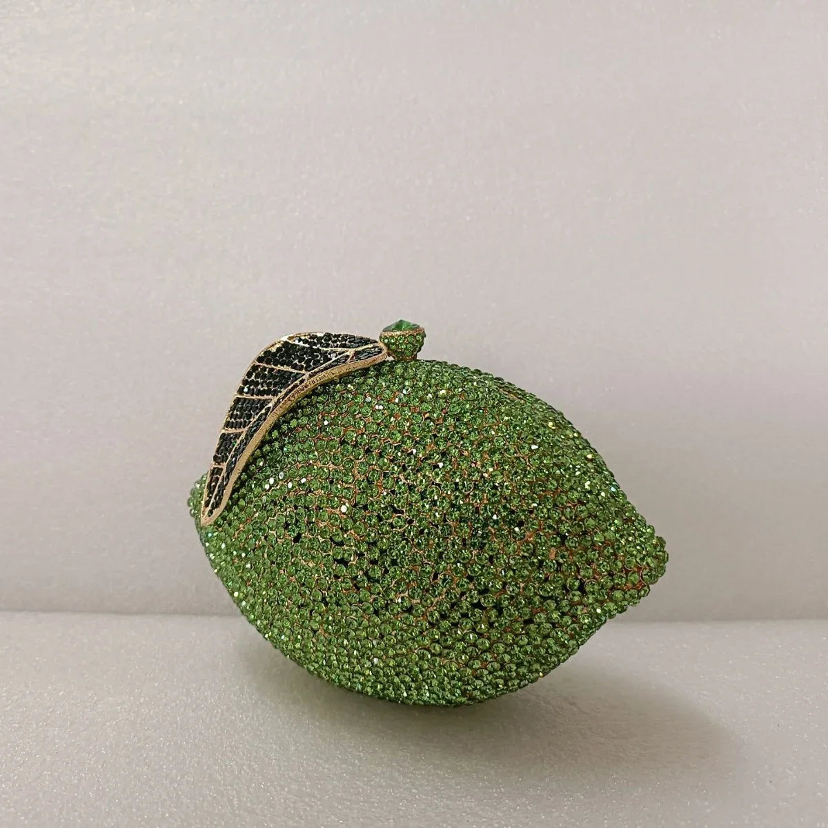 Green Lemon Shaped Rhinestone Handbags for Cocktail Party Women Gorgeous Crystal Wedding Bridal Cutch Purse Evening Bags