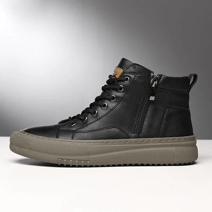 Men's Spring and Autumn Style White Sneakers, New Trendy Versatile High-Top Sneakers, Summer Fashion Casual Men's Shoes, Breathable and Durable Sneakers