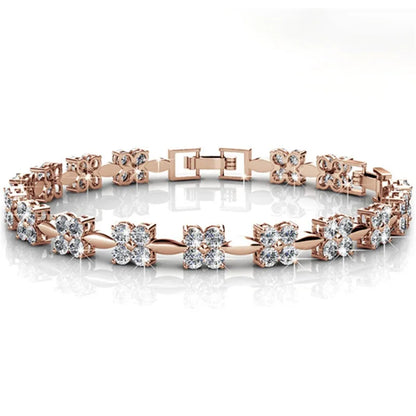 Flower Bracele Embellished with Premium Swarovski Crystals T Quality Brass with 18K Rose Gold Plated Wedding Bridal Gift
