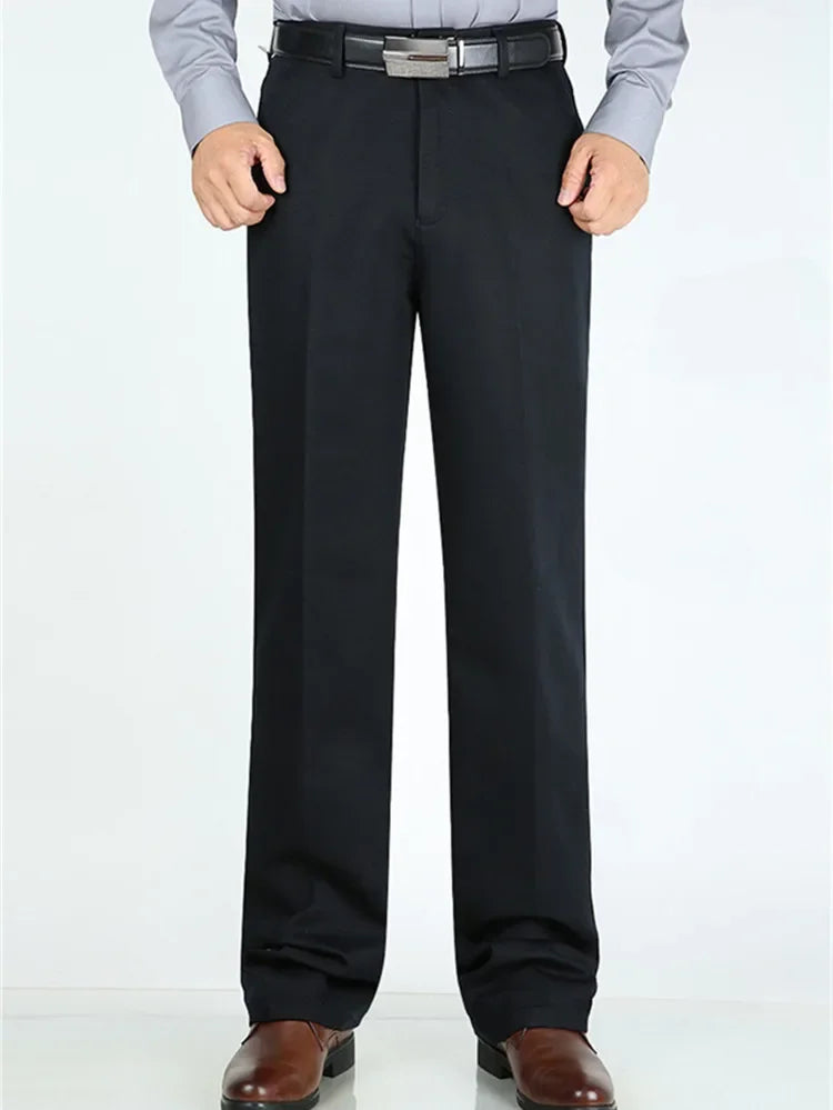 Suit Pants Men Formal Dress Trousers Autumn Elastic Office Plus Size 42 40 Business Thick Straight High Waist Male White Clothes