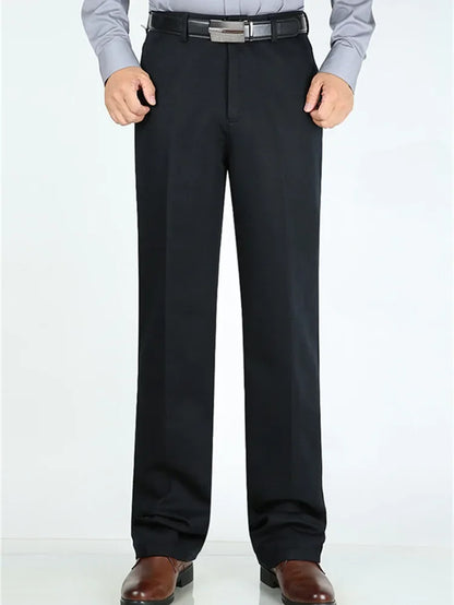 Suit Pants Men Formal Dress Trousers Autumn Elastic Office Plus Size 42 40 Business Thick Straight High Waist Male White Clothes