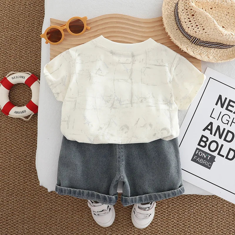 Summer Infant Boys Clothing For Children Casual Letter T-Shirt Shorts 2Pcs/Set Toddler Baby Girl Clothes Costume Kids Tracksuits
