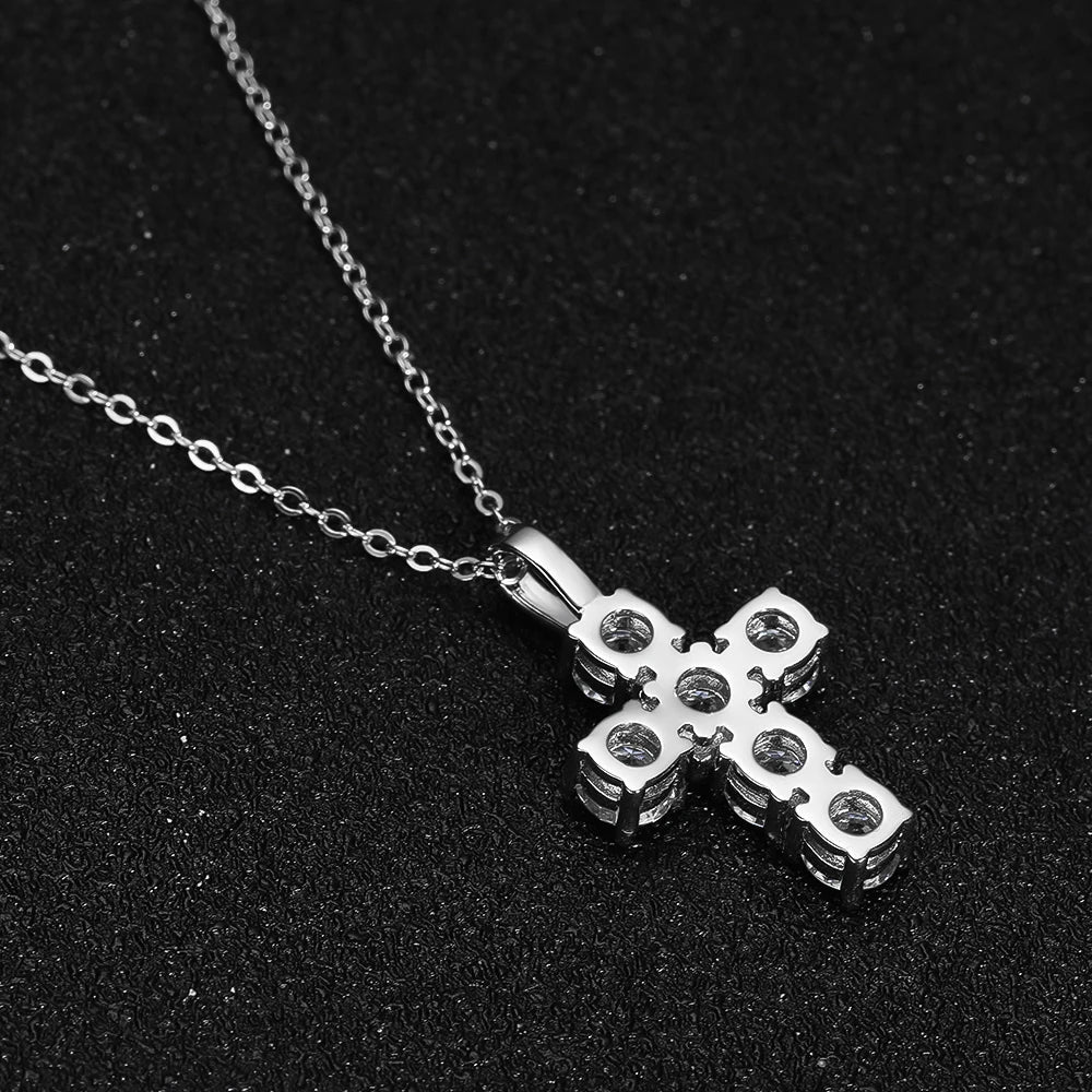 3ct D VVS1 Moissanite Cross Pendant Necklaces for Women Man Sparking Diamond with GRA 100% 925 Sterling Silver Necklace