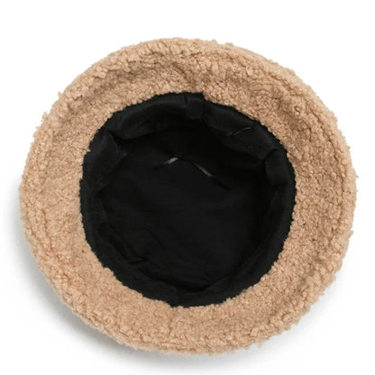 Winter Warm Fleece Bucket Hat for Men Women Cold Resistant Fashion Fisherman Cap Trendy Sunshade