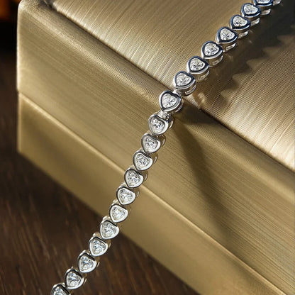 4mm Heart Cut Moissanite Tennis Bracelet GRA Certified Diamond Bracelet s925 Sterling Silver Bracelets for Women Man