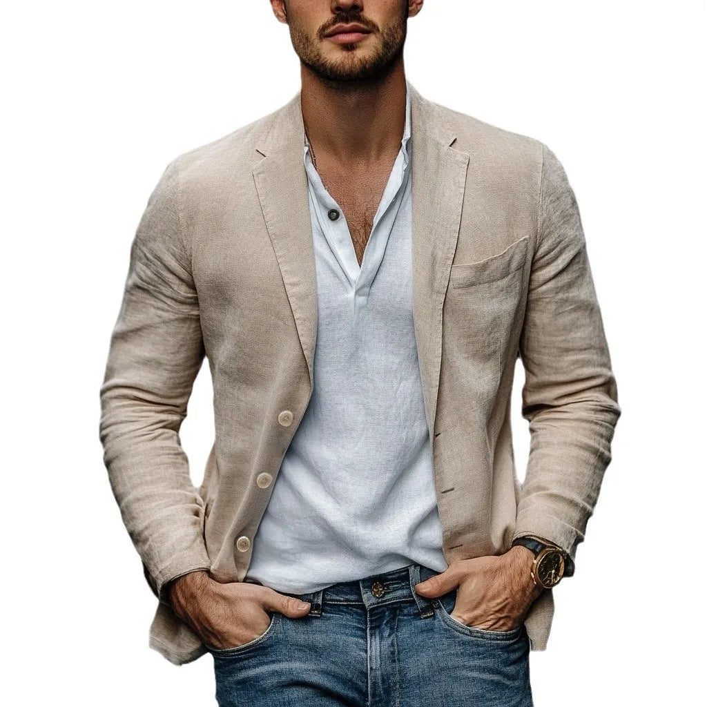 2025 New European Men's Suit Jacket Casual Solid Color Suit Jacket Business Casual Men's Suit Jacket Fashionable Jacket