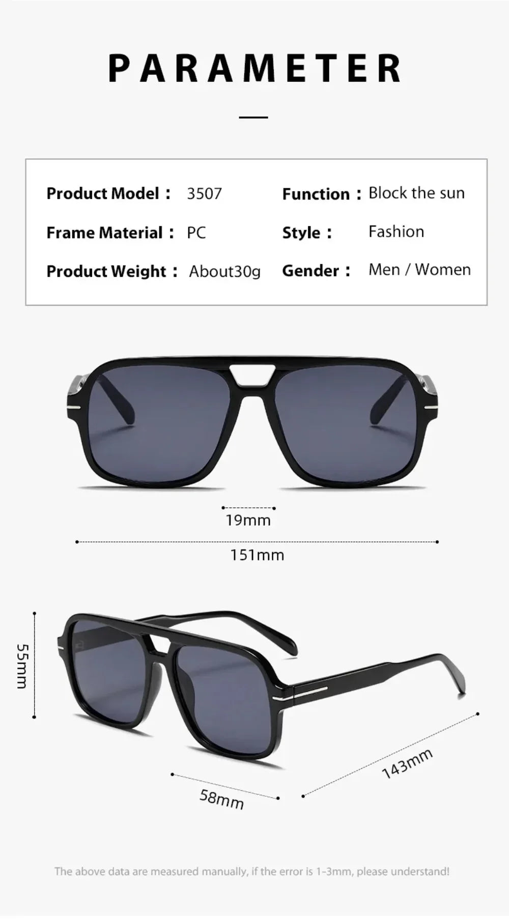 Double Bridge Square Aviator Sunglasses - UV400 Vintage Pilot Style, Retro Classic Sun Glasses for Men Women Unisex