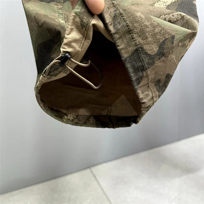 Heavy weight Tactical Cargo Pants For Men Vintage Camo Multi-Pocket Loose Fit Straight Leg Outdoor Streetwear Casual Trousers
