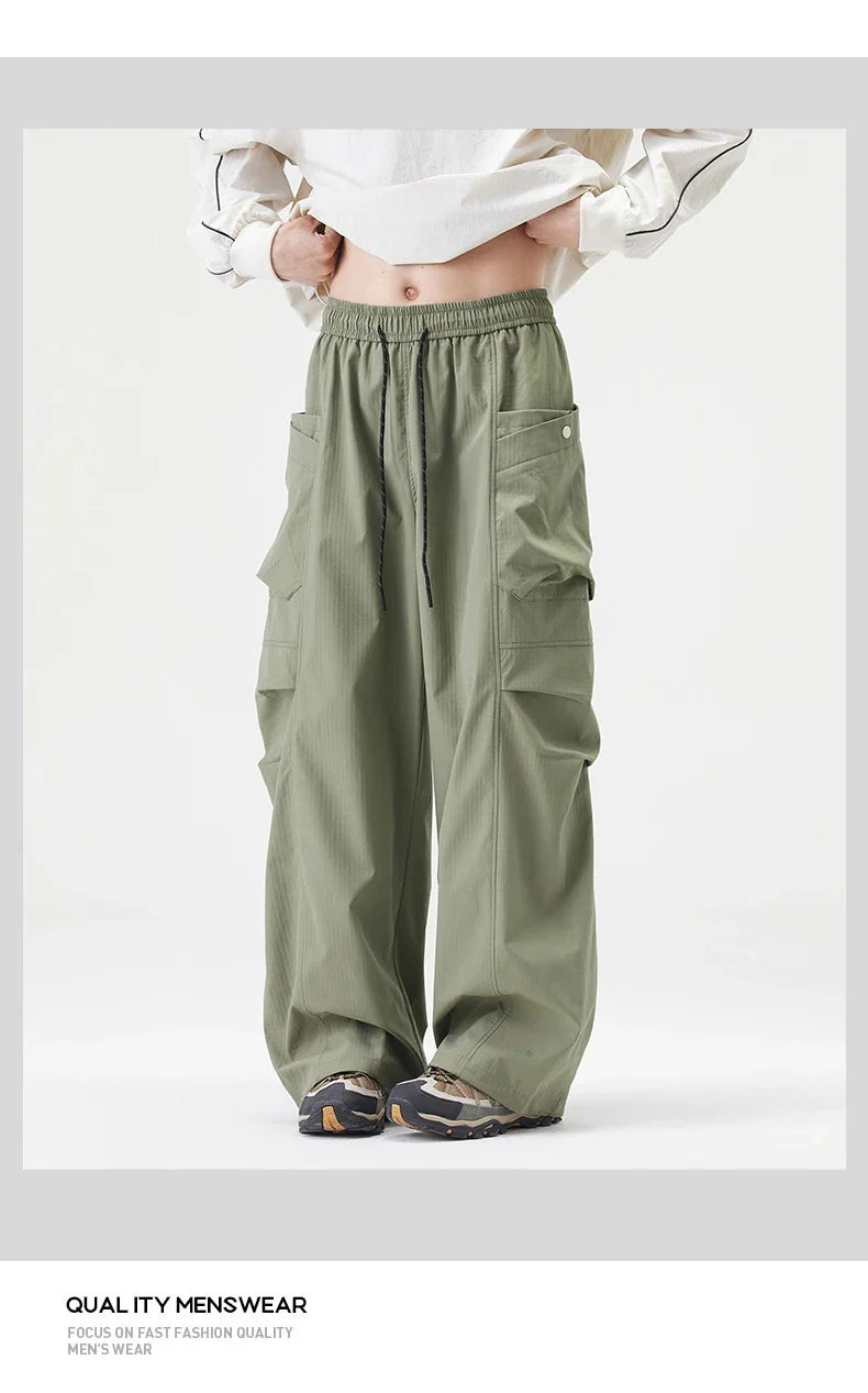 Male Hiking Pants Outdoor Waterproof Windproof Camping Cycling Trousers Autumn Spring Elastic Waist Climbing Travel Casual Pants