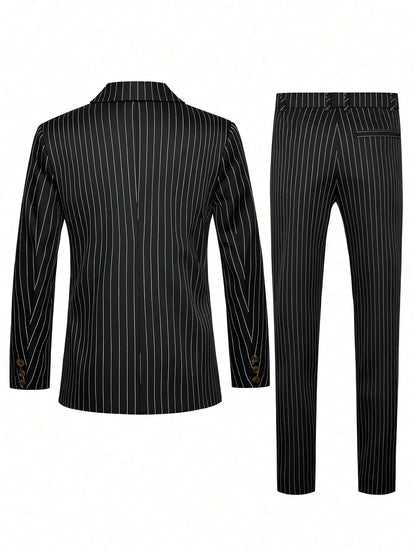 Men's Suit Sets Men's Striped Suits Dress Pants for Business Dinners and Weddings