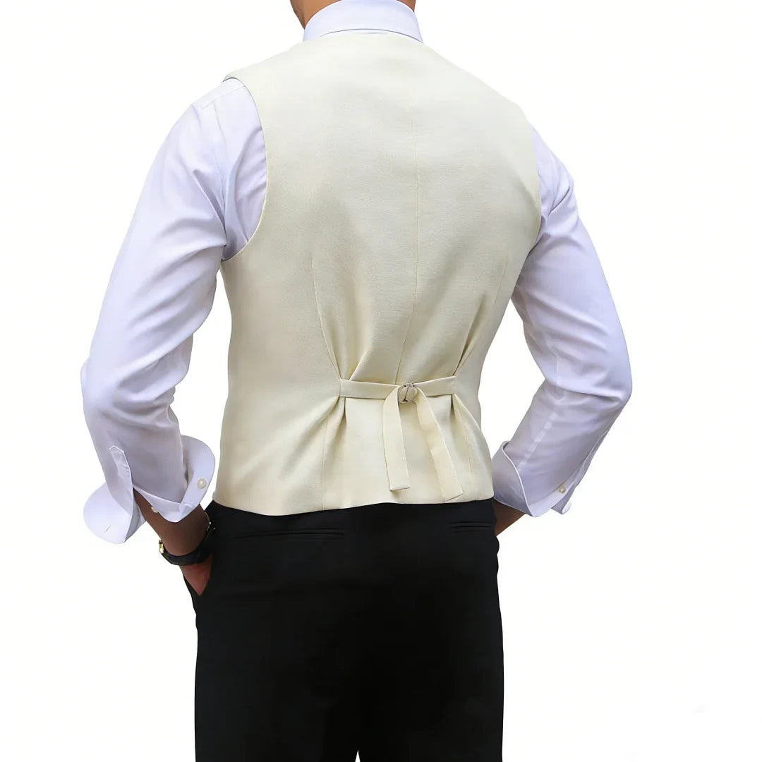 Men Vest Brown Solid Peaked Lapel Double Breasted Sleeveless Jacket Wedding Banquet Business Casual Slim Waistcoat