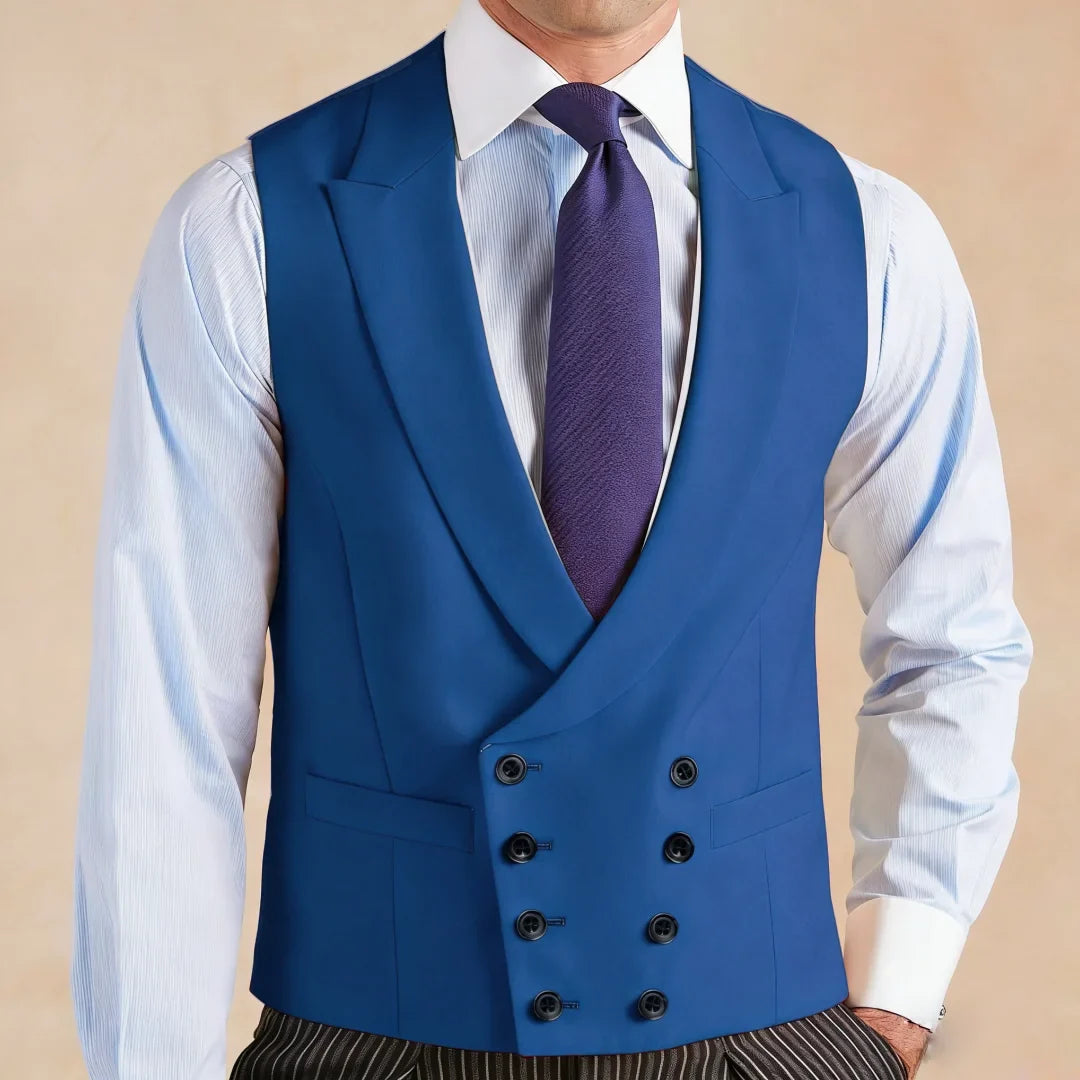 Men Vest White With Lapel Solid Double Breasted Waistcoat For Wedding Banquet Business Work Office Casual Daily Men Suit Vest