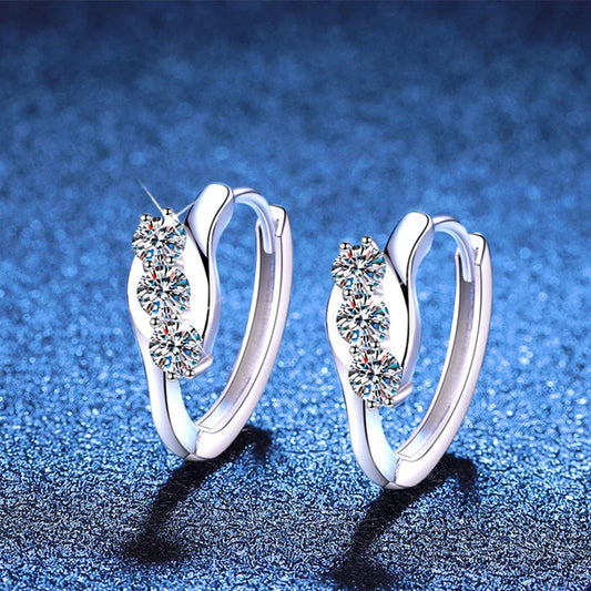 D Color Moissanite Hoop Earrings For Women Wedding Bridal S925 Sterling Silver Stud Earring Wedding Gemstone Jewelry