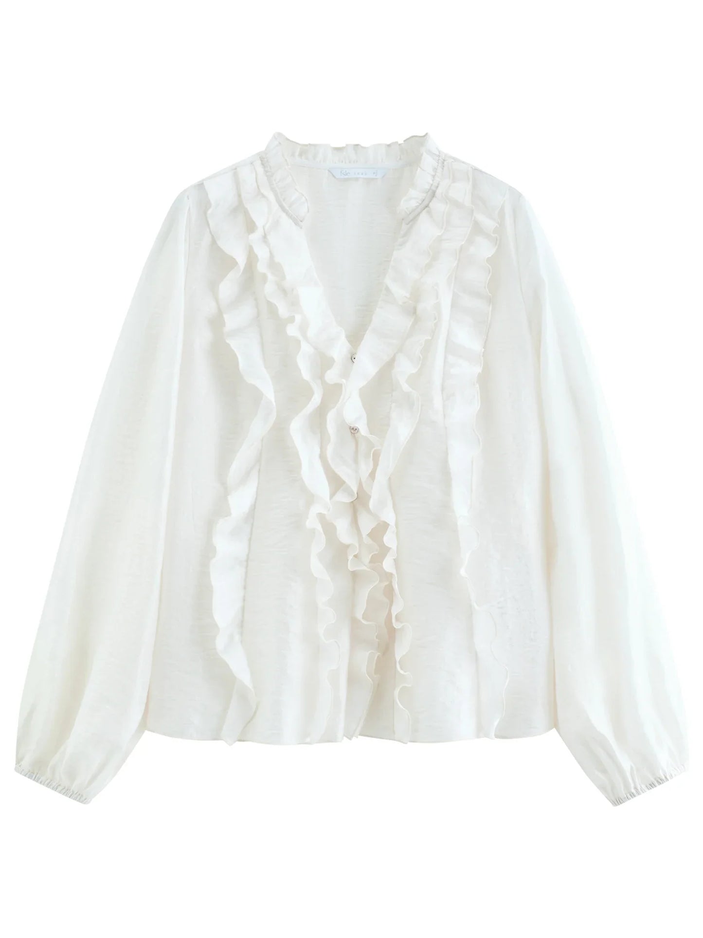 2026 Summer New Women's French Style V-Neck Ruffle Blouse Lightweight Sheer Hem Top for Coquette Vacation Chic Daily Style