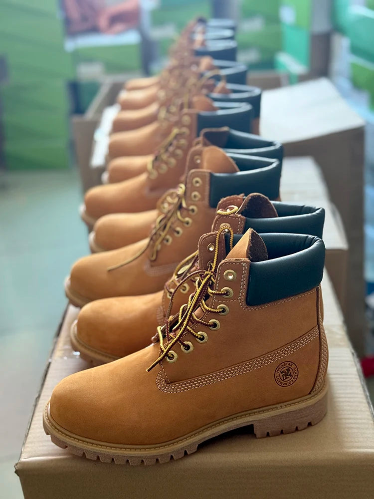 Men Fashion Outdoor Shoes Genuine Leather Yellow Boots 2025 Male Casual Waterproof Boots