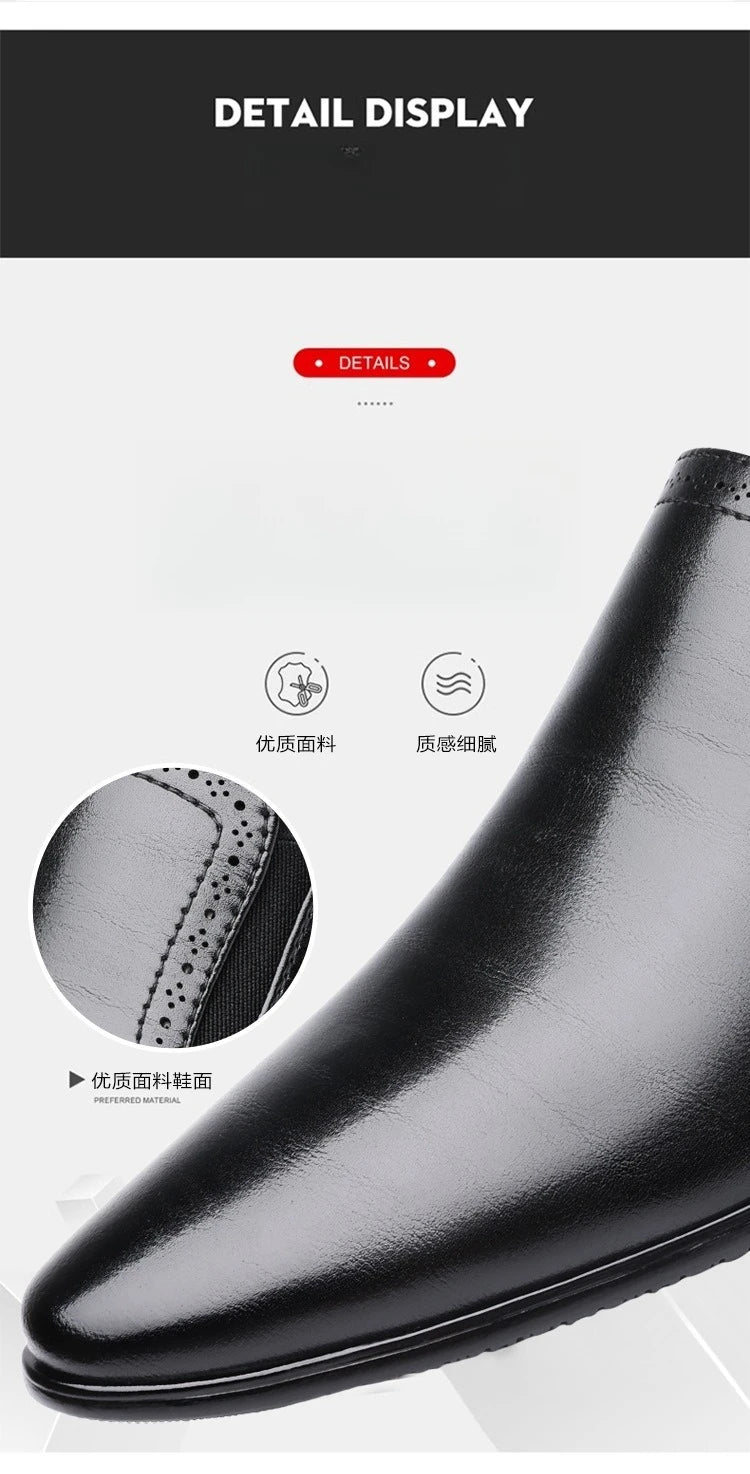Spring Autumn New Designer Dress Shoes for Men Solid Color Fashion Formal Business Casual Leather Shoes Male