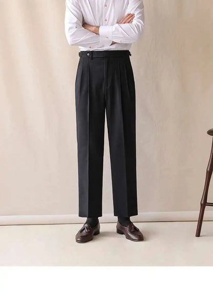 Business High Waist Straight Suit Pants Men British Slim Fit Pants Men Social Trousers Casual Pant Formal Wear Pantalones Hombre