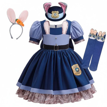 Girl Zootopia 2 Dress Cosplay New Moives Judy Costume Halloween Bunny Cosplay Dress Up Performance Birthday Clothes