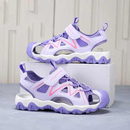 Kids Closed Toe Sport Sandals Adjustable Strap Mesh Non Slip Summer Shoes for Boys Children Outdoor Beach Casual Sandals Sneaker
