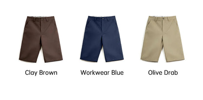 Men's 718 Summer Casual Shorts Japanese Style Solid Color Loose Fit Straight Leg Zipper Fly Commuter Workwear Pants
