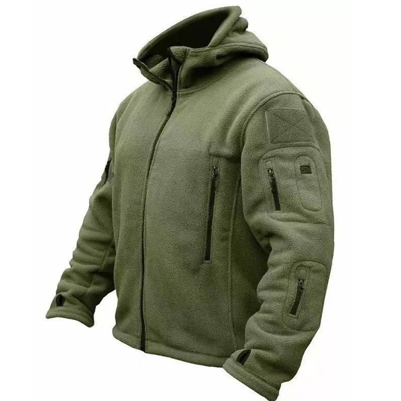 Men Polar Fleece Tactical Winter Autumn Hiking Fishing Camping Trekking Thermal Jackets Outdoor Sports Hood Caro Coat Softshell