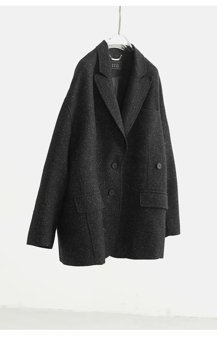 Tweed Fabric! Women's New 2025 Woolen Tweed Blazer, Long-Sleeved Slim-Fit Suit