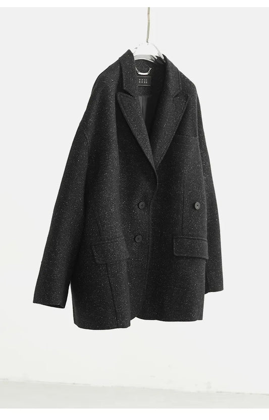 Tweed Fabric! Women's New 2025 Woolen Tweed Blazer, Long-Sleeved Slim-Fit Suit