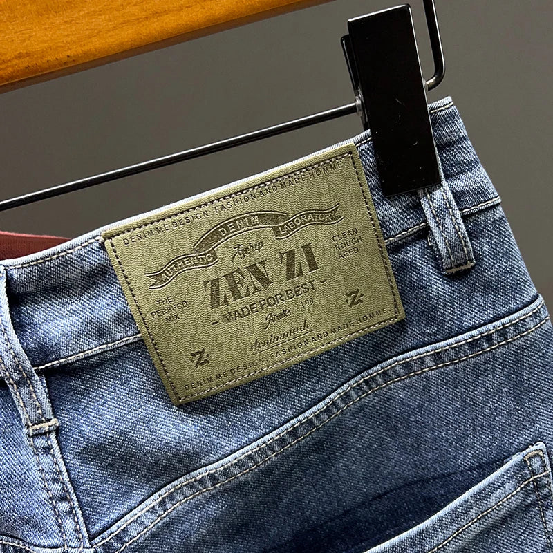 Men's Loose Harem Jeans Classic Blue Fashion Elastic Tapered Small Feet Denim Pants Streetwear Youth Ankle Length Trousers