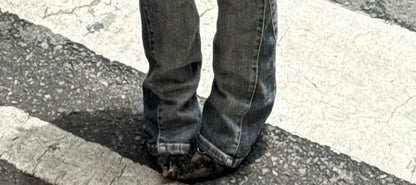 Women's Low Rise Flare Denim Pants Stacked Jeans Abi Bell Bottom Long Trousers Japanese Y2k Grunge Designer High Street Skinny