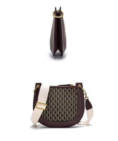 Women's Saddle Bag 2024 New Splicing Design Single Shoulder Bag with Detachable Wide Shoulder Strap
