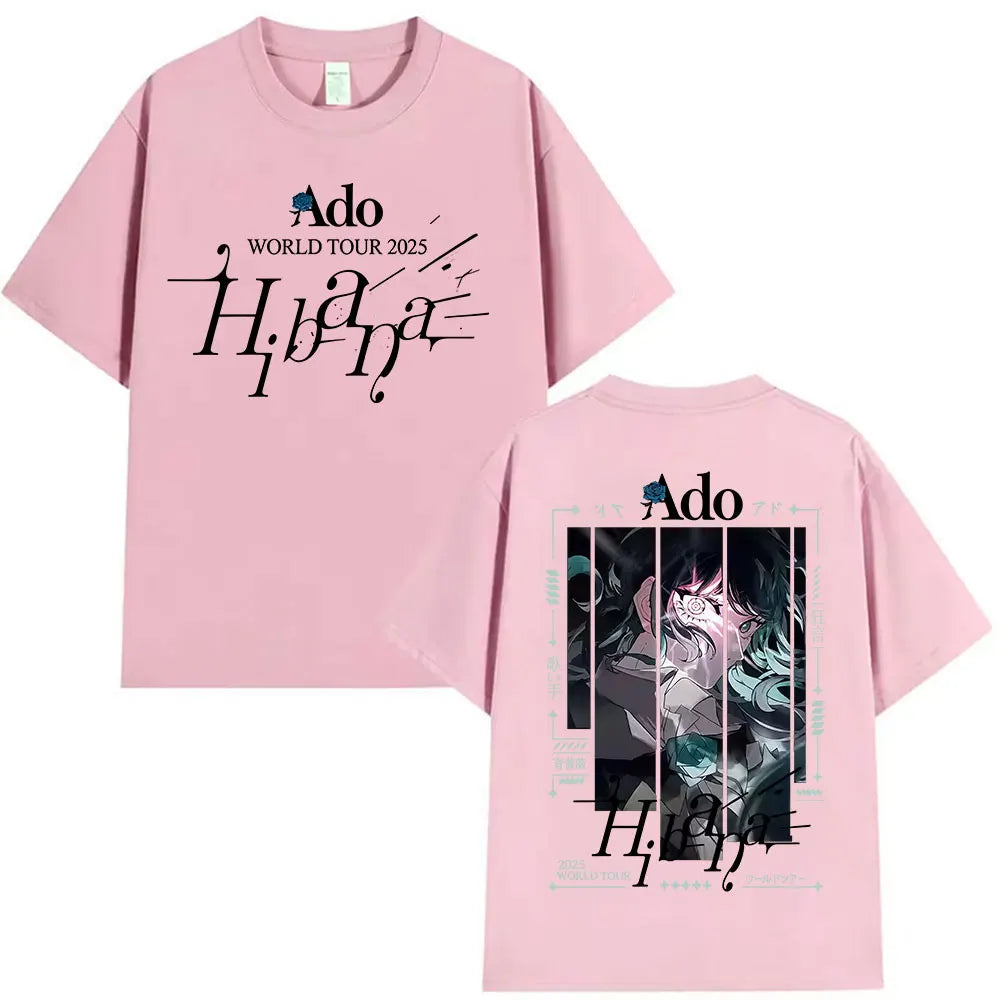 Japanese Ado Hibana WORLD TOUR 2025 New T-Shirts Men Women Clothing Gothic Short Sleeve T Shirt Hip Hop Oversized Cotton T-shirt