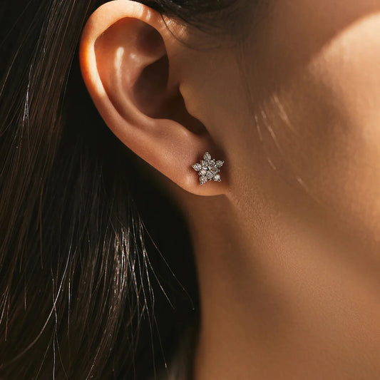 D Color Dazzling Moissanite Earrings 925 Sterling Silver Trendy Cute Snowflake Stud Earrings For Women Fine Jewelry