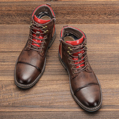 Size 7~13 Retro Men Boots 2023 Fashion Comfortable  Spring Leather Boots