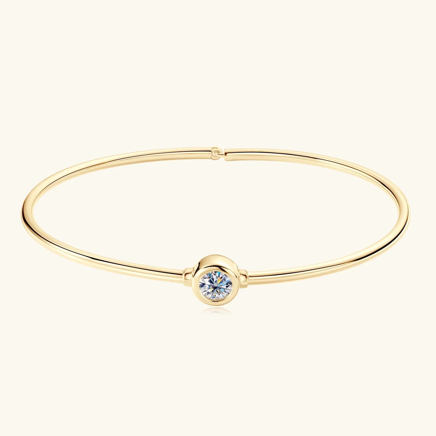 0.5CT Moissanite Bangle Bracelet 18K Gold Plated 925 Sterling Silver Classic Bangle Bezel Set Diamond Bracelet for Women Gifts