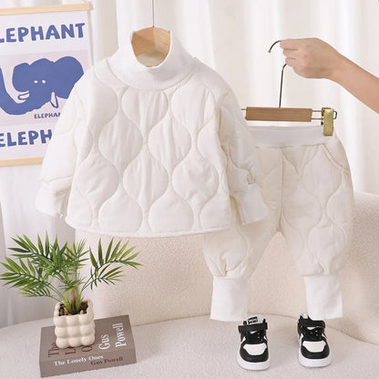New Winter Fashion Baby Clothes Suit Children Boys Thick Warm T-Shirt Pants 2Pcs/Sets Kids Girls Clothing Infant Casual Costume