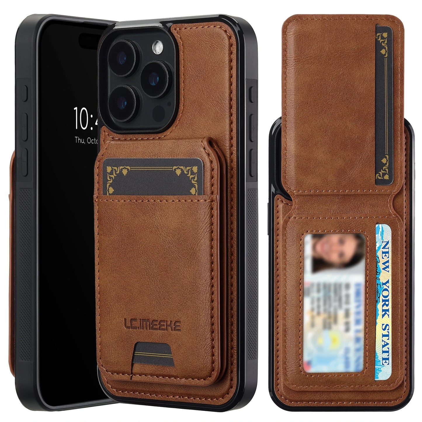 جراب مغناطيسي قابل للفصل 2 في 1 من الجلد لهاتف iPhone 16E 17 1615 14 13 12 11 Pro XS Max Air XR 8 7 Plus SE بغطاء هاتف وجيب للبطاقات