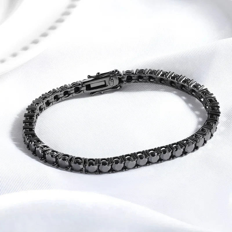 3/4/5MM Black Moissanite Tennis Bracelet for Women Hip Hop Full Diamond Men's Bracelet 100% 925 Sterling Silver Wholesale