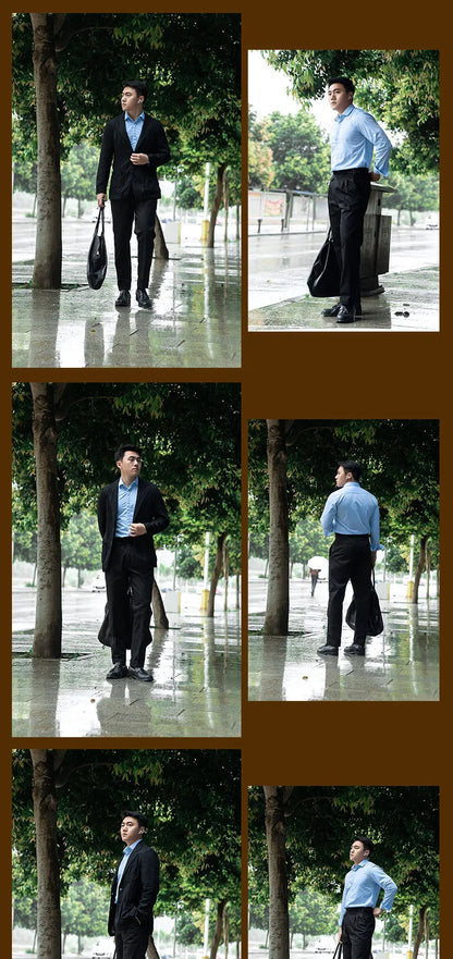 Four seasons high density cotton black georgette casual pants men active dye tapered nine pants can be customized pants