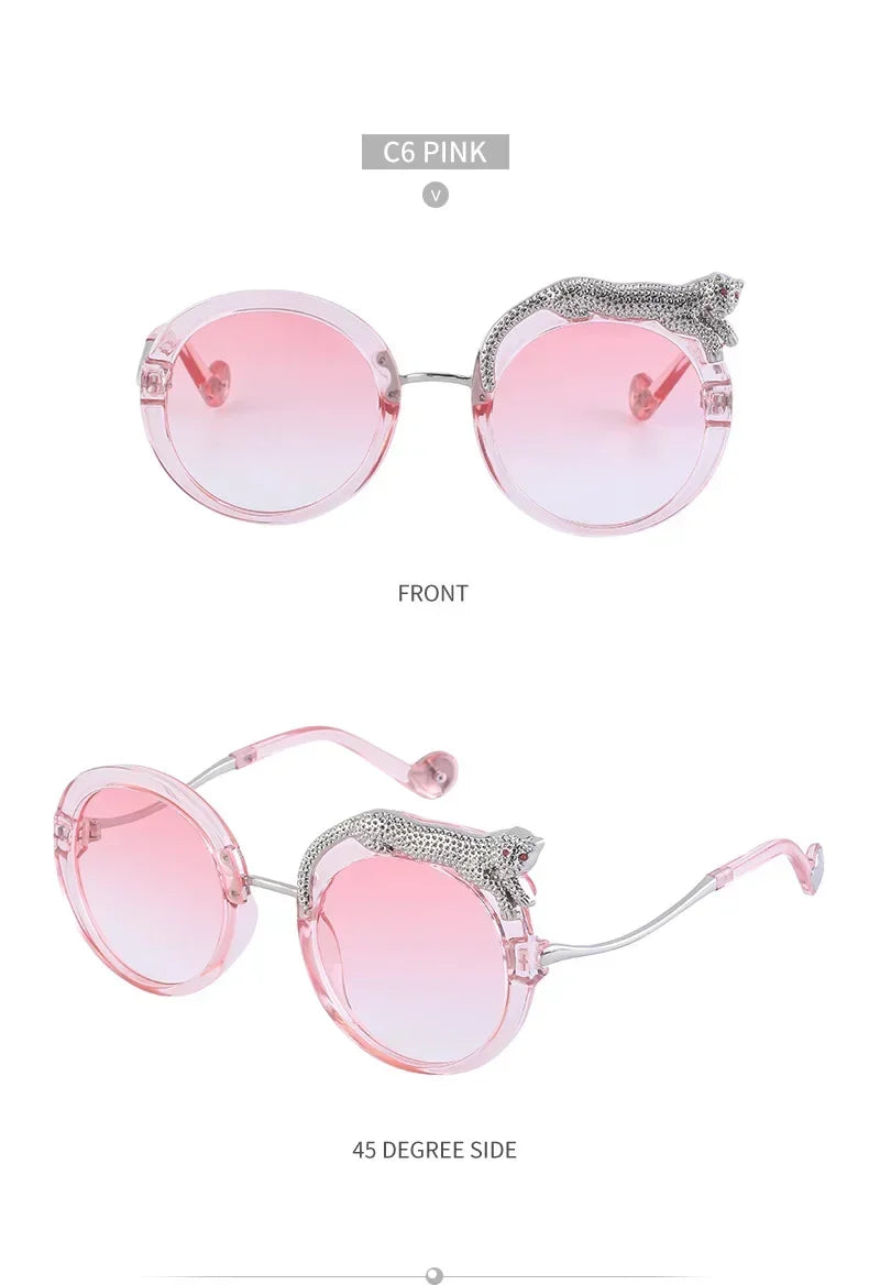 2025 Steampunk Metal Leopard Sunglasses Women Men Personalized Round Frame Sun Glasses Ladies Sunshade UV400 Gafas De Sol