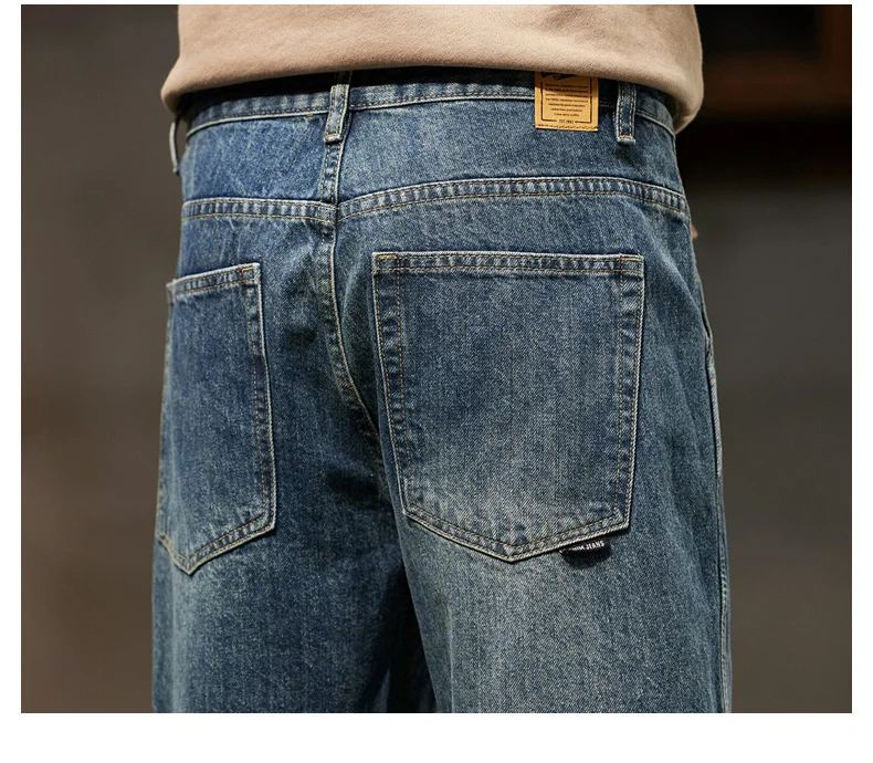 Men's Spring 2026 Loose Harem Pants Denim Retro Solid Comfortable Harajuku Straight Jeans Simple Fashion Versatile Cargo Trouser