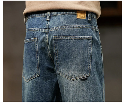 Men's Spring 2026 Loose Harem Pants Denim Retro Solid Comfortable Harajuku Straight Jeans Simple Fashion Versatile Cargo Trouser
