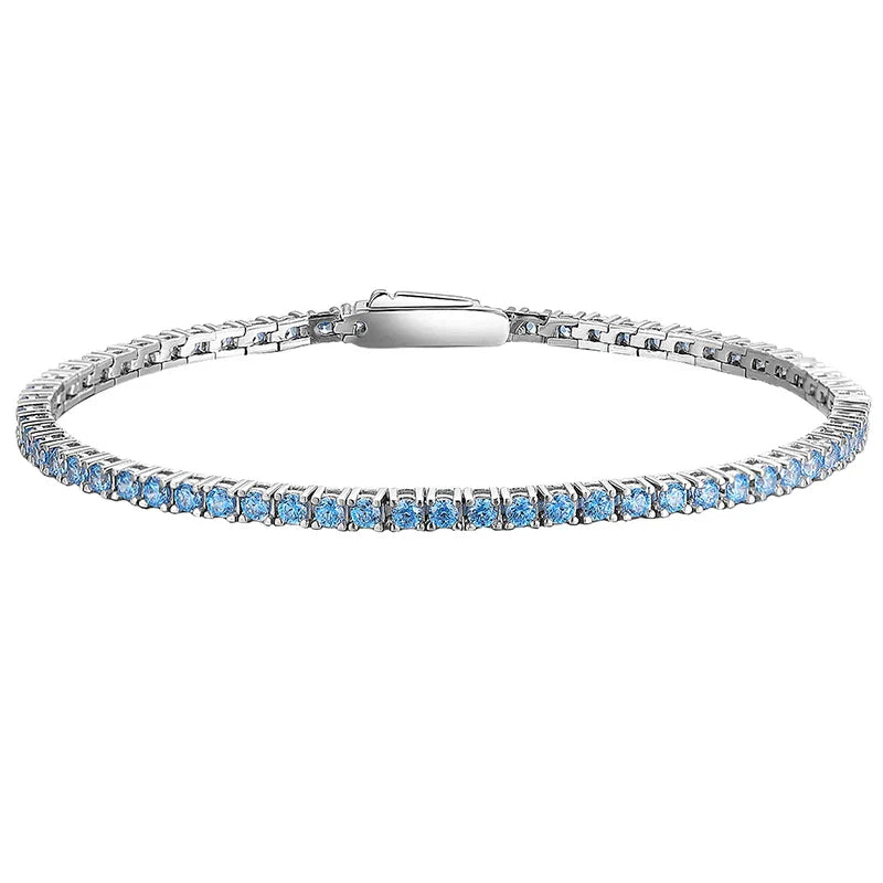 2mm Blue High Carbon Diamond Tennis Bracelet for Women 925 Sterling Silver Color Gemstone Bracelets Party Jewelry Gifts
