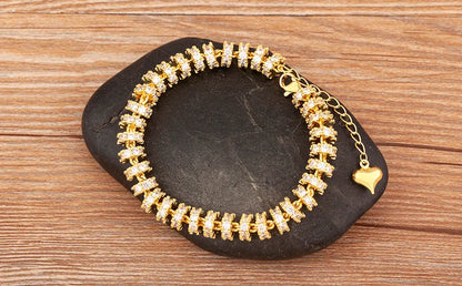 Fashion Gold Plated Chain Bead Bracelet for Women Colorful Crystal Zircon Heart Shape Charm Wedding Party Jewelry Gifts