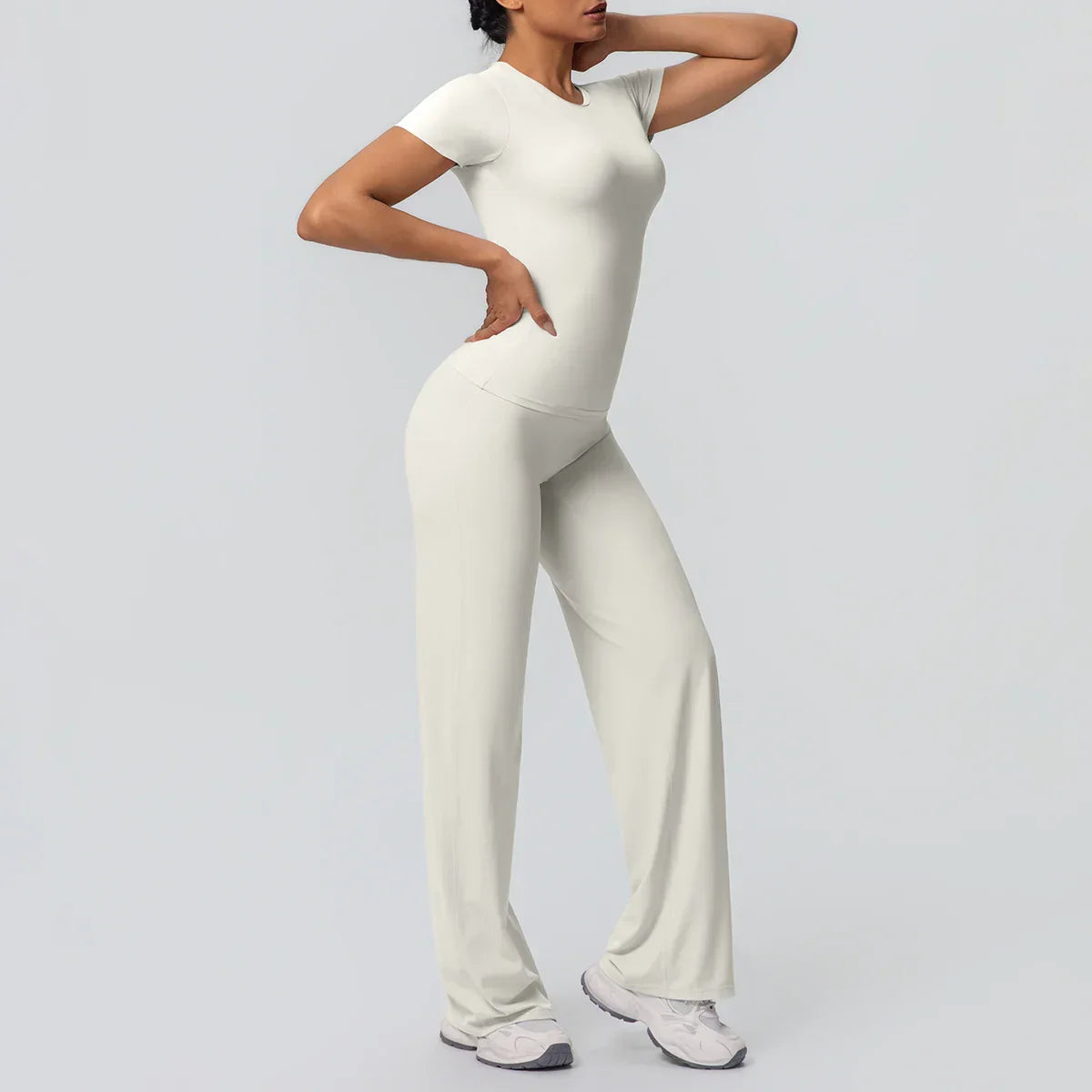 Fitness Sports Workout Yoga Set for Women Naked Feel Slim Casual Workout Top T-Shirt Quick Drying Push Up Running Pants Yoga Set