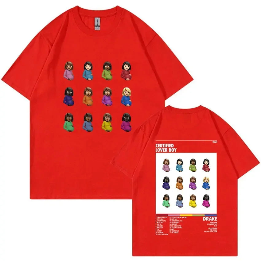 Rapper Drake Certified Lover Boy Album Print Graphic T Shirt Unisex Hip Hop Fashion T-shirt Men's 100% Cotton Oversized T-shirts