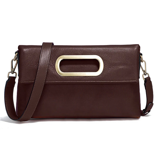 Genuine Leather Vintage Designer Handbag For Women Large Capacity Shoulder Bag New Brown Crossbody Bag Tote Bag Purse 2024